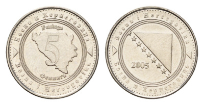 Босния и Герцеговина 5 фенингов 2005 KM 121 сталь плакированная никелем 4702-156