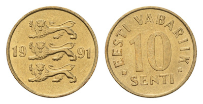Эстония 10 сентов 1991 KM 22 латунь UNC 4696-115