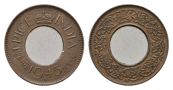 Британская Индия 1 пайс 1945 Георг VI (1936-1952) KM 533 бронза 4689-1263