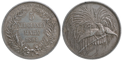 Германская Новая Гвинея 5 марок 1894 J. 707, KM 7 серебро 10-005-75