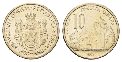 Сербия 10 динаров 2005 KM 41 медь цинк никель UNC 4695-312