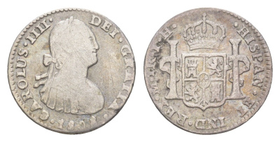 Мексика 1 реал 1808 Mo, Карл IV (1788-1808) KM 81 серебро 603-824
