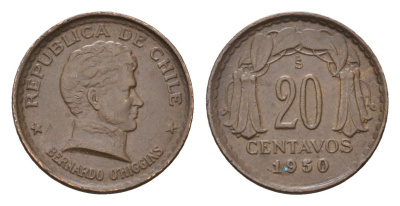 Чили 20 сентаво 1950 KM 177 медь 4689-135
