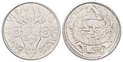 Ватикан 50 лир 1975 Священный год KM 129 нержавеющая сталь UNC 4699-631